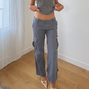 Vintage Euro slate gray low-rise cargo pants with flap pockets (Small)